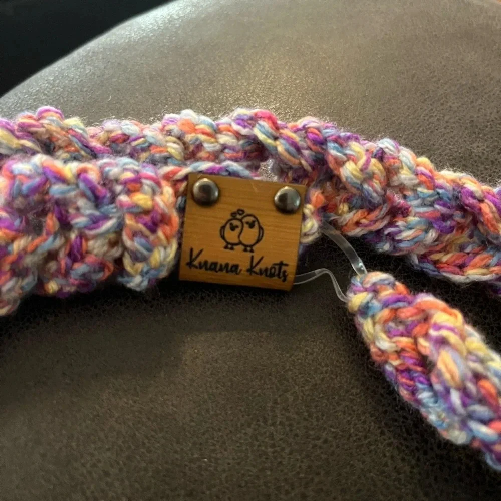 NWT Handmade Headband, crocheted stretchy multi-color, new